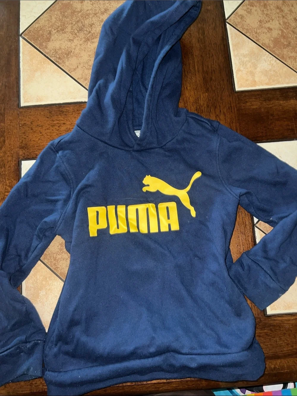 Puma Navy Blue Hoodie with Yellow Logo